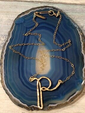 Noon Gold Script or abstract Letter P Pendant Necklace - Women Jewelry